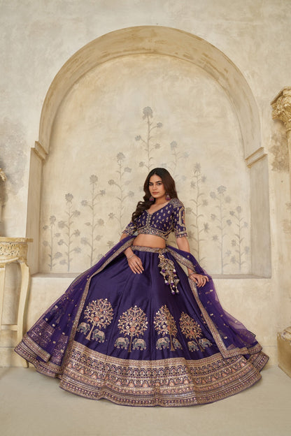 Royal Purple Silk Lehenga with Heritage Elephant Zari Silk lehenga Anant Tex Exports Pvt.Ltd..