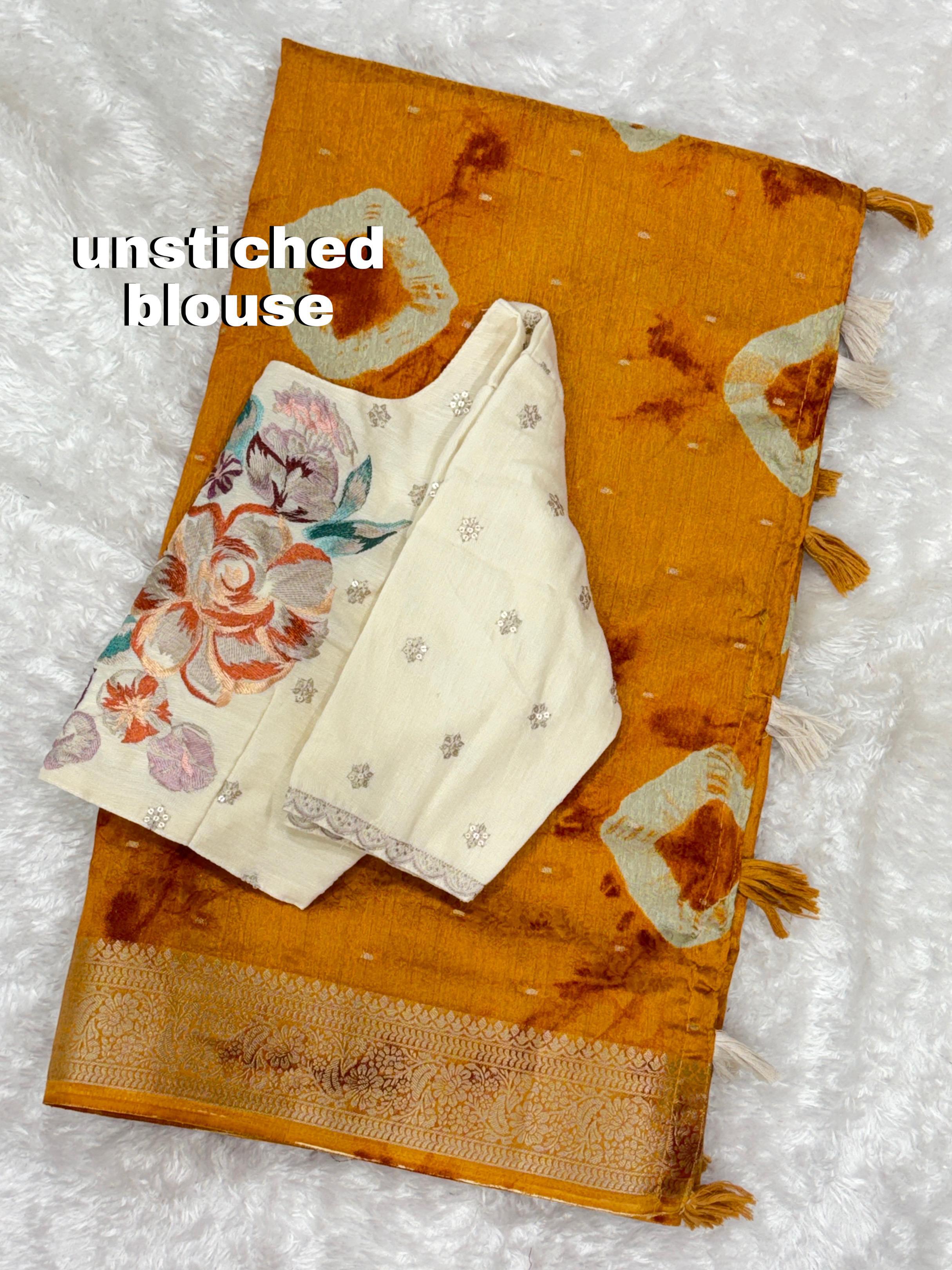 Mustard Pure Viscose Cotton Designer Saree