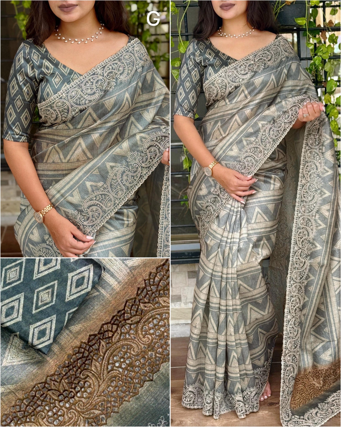Grey Pure Linen Cotton Designer Saree Cotton saree Anant Tex Exports Pvt.Ltd..