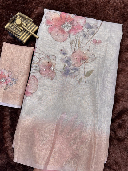Light Peach Pure Taspa Silk Saree Pure Taspa Silk Saree Anant Tex Exports Pvt.Ltd..