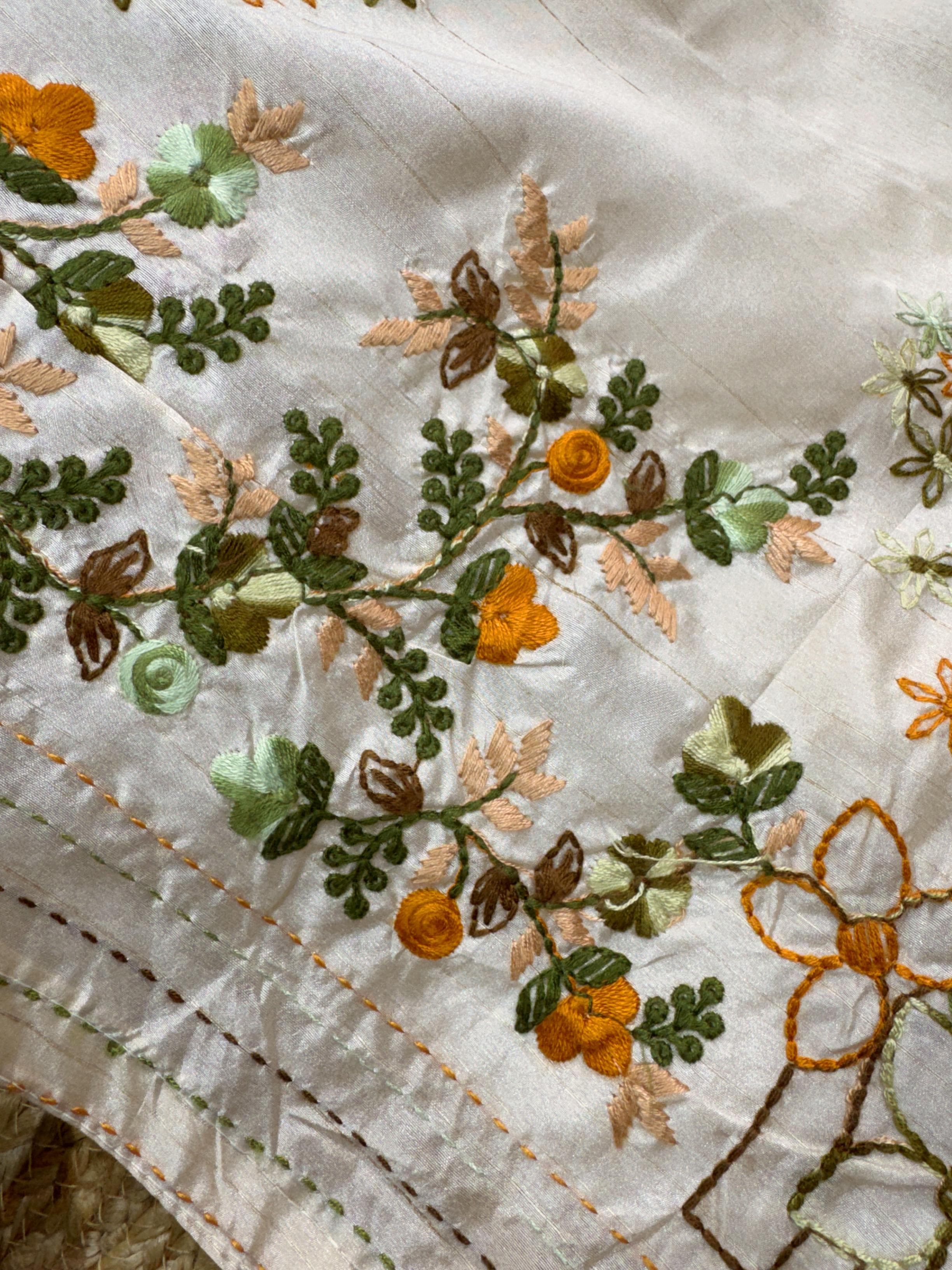 Cream Pure Soft Tussar Cotton Saree