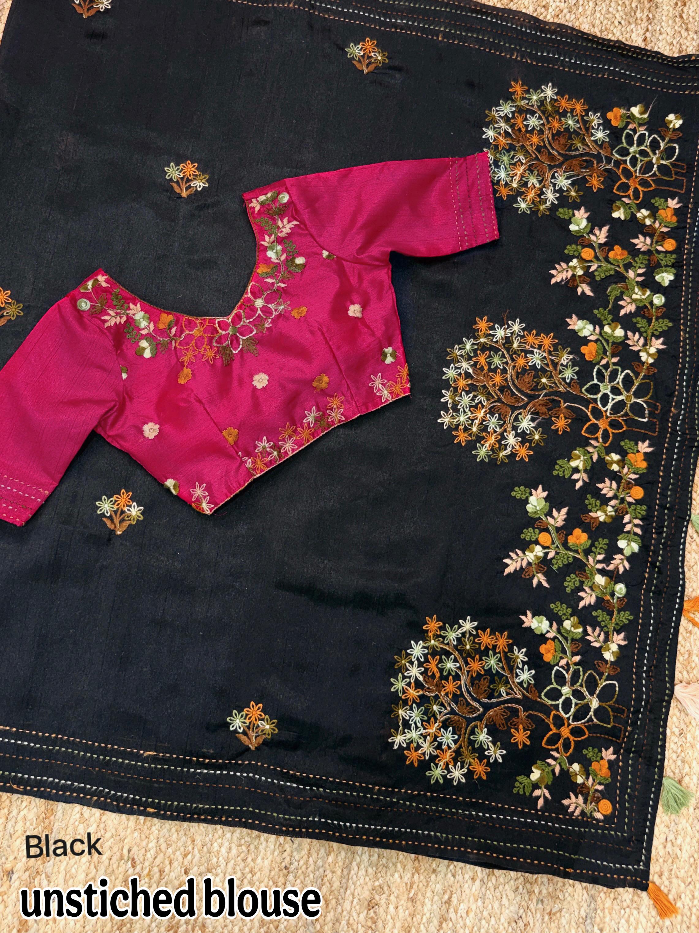 Black Pure Soft Tussar Cotton Saree Tussar Cotton Saree Anant Tex Exports Pvt.Ltd..