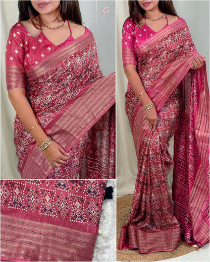Pink Pure Soft Maslin Cotton Saree Cotton saree Anant Tex Exports Pvt.Ltd..