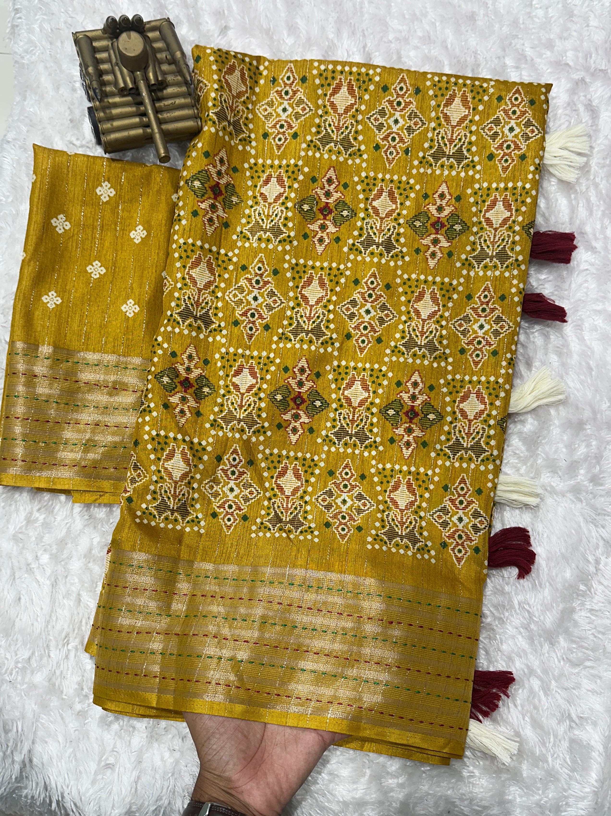 Mustard Pure Soft Maslin Cotton Saree