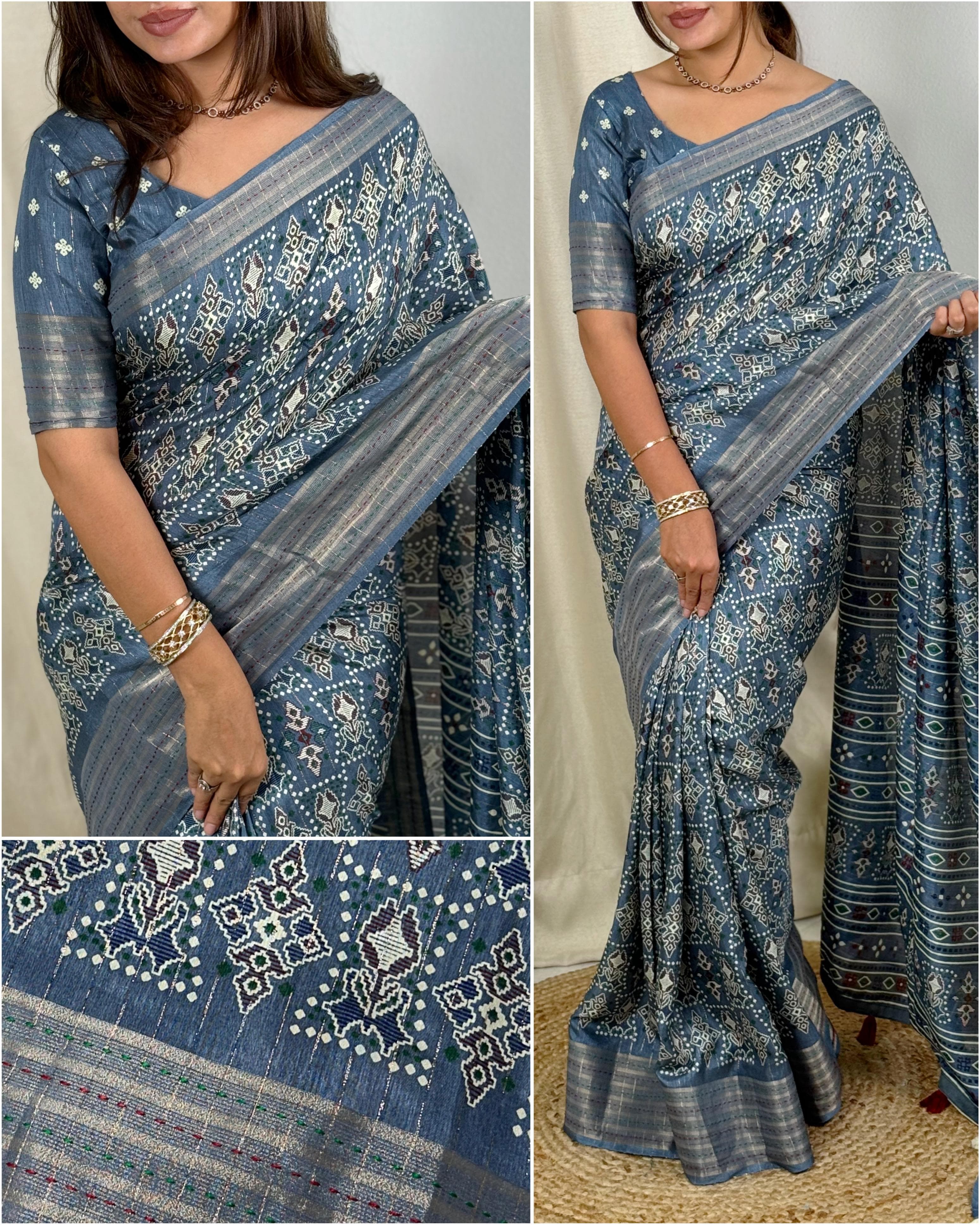 Grey Pure Soft Maslin Cotton Saree