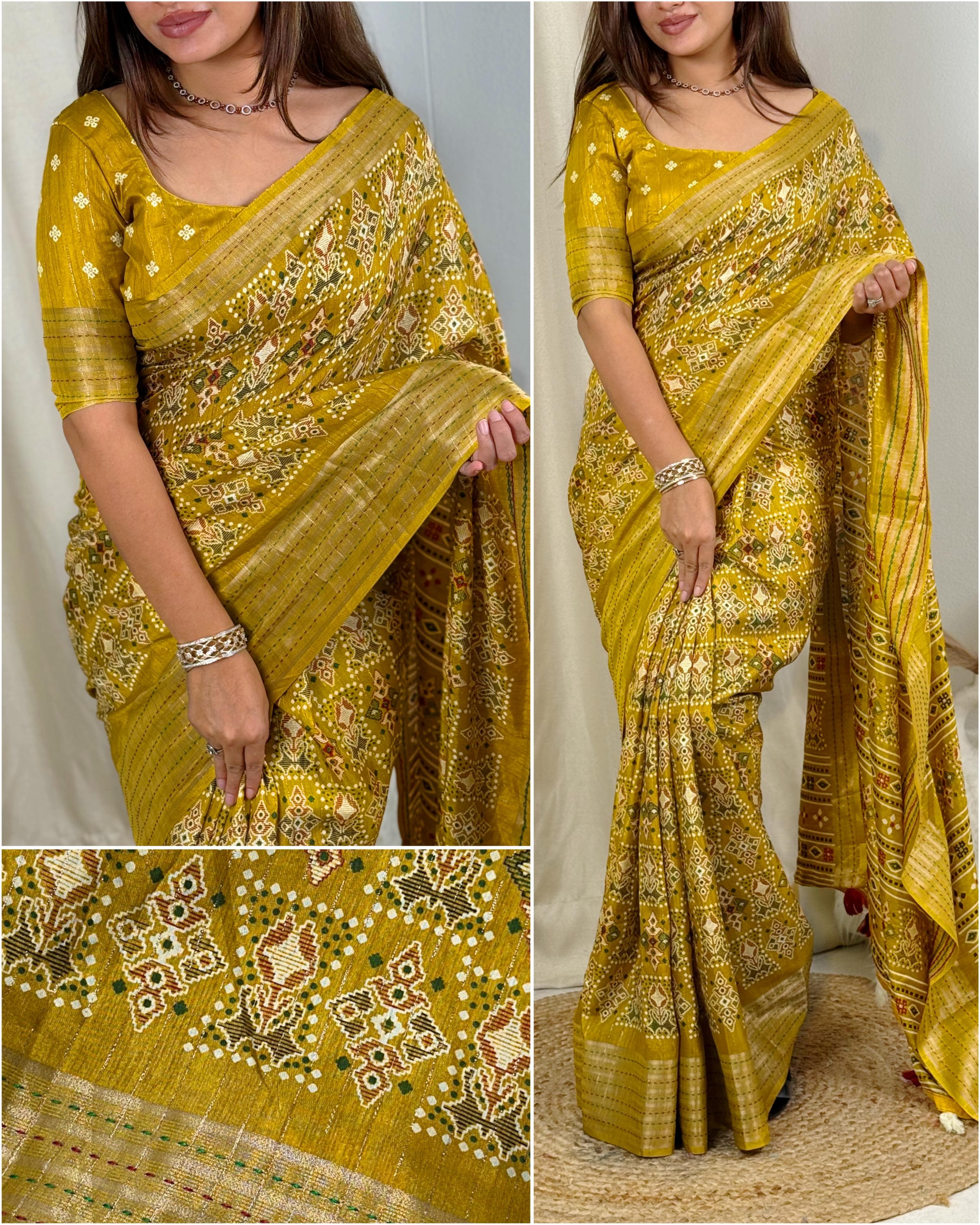 Mustard Pure Soft Maslin Cotton Saree
