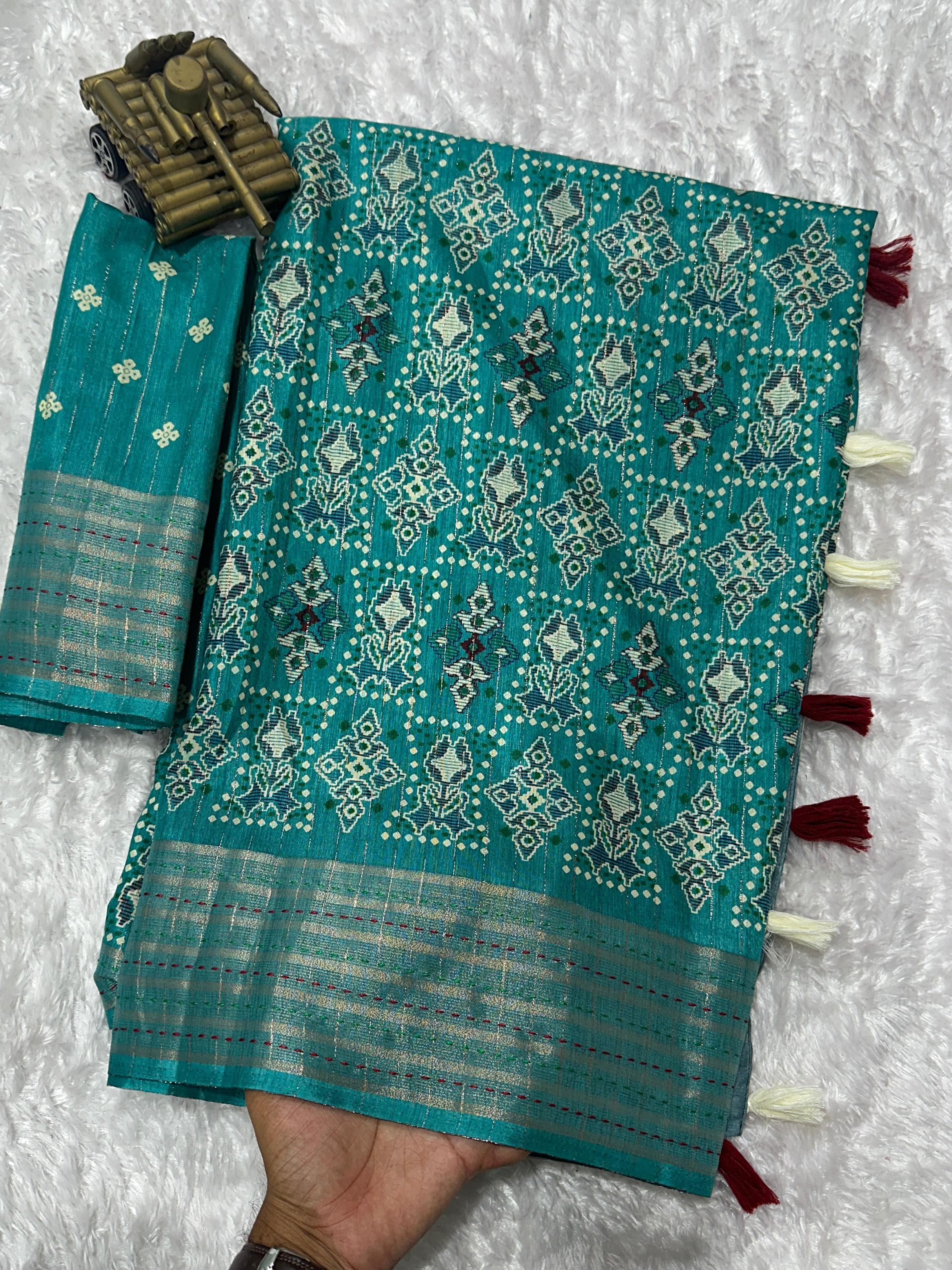 Teal Green Pure Soft Maslin Cotton Saree