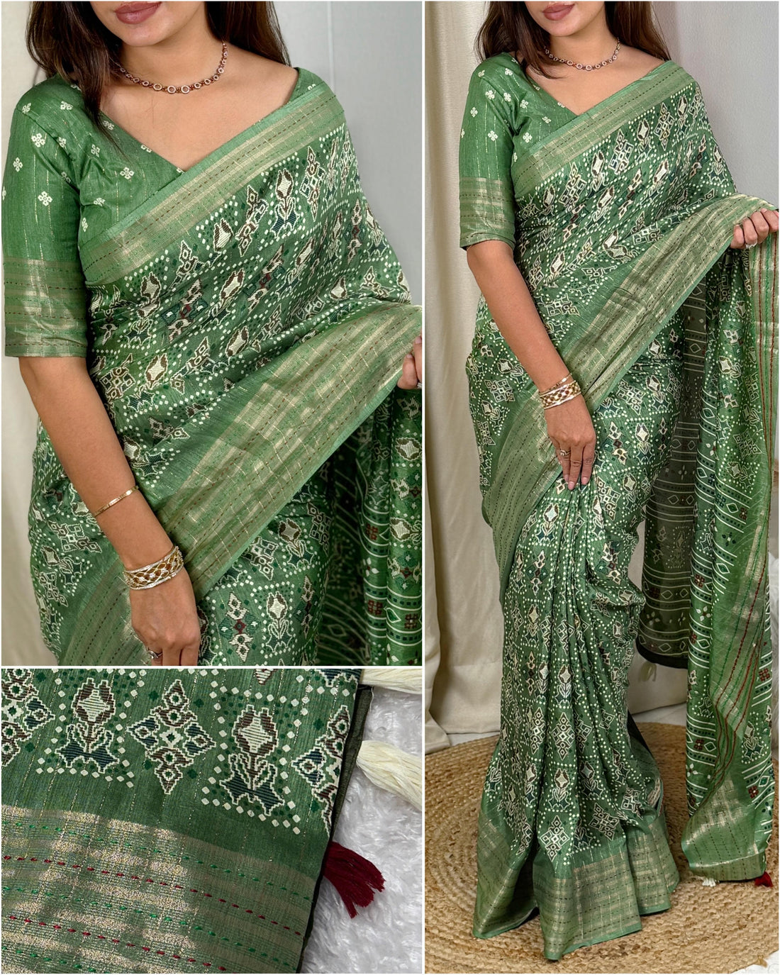 Green Pure Soft Maslin Cotton Saree Cotton saree Anant Tex Exports Pvt.Ltd..