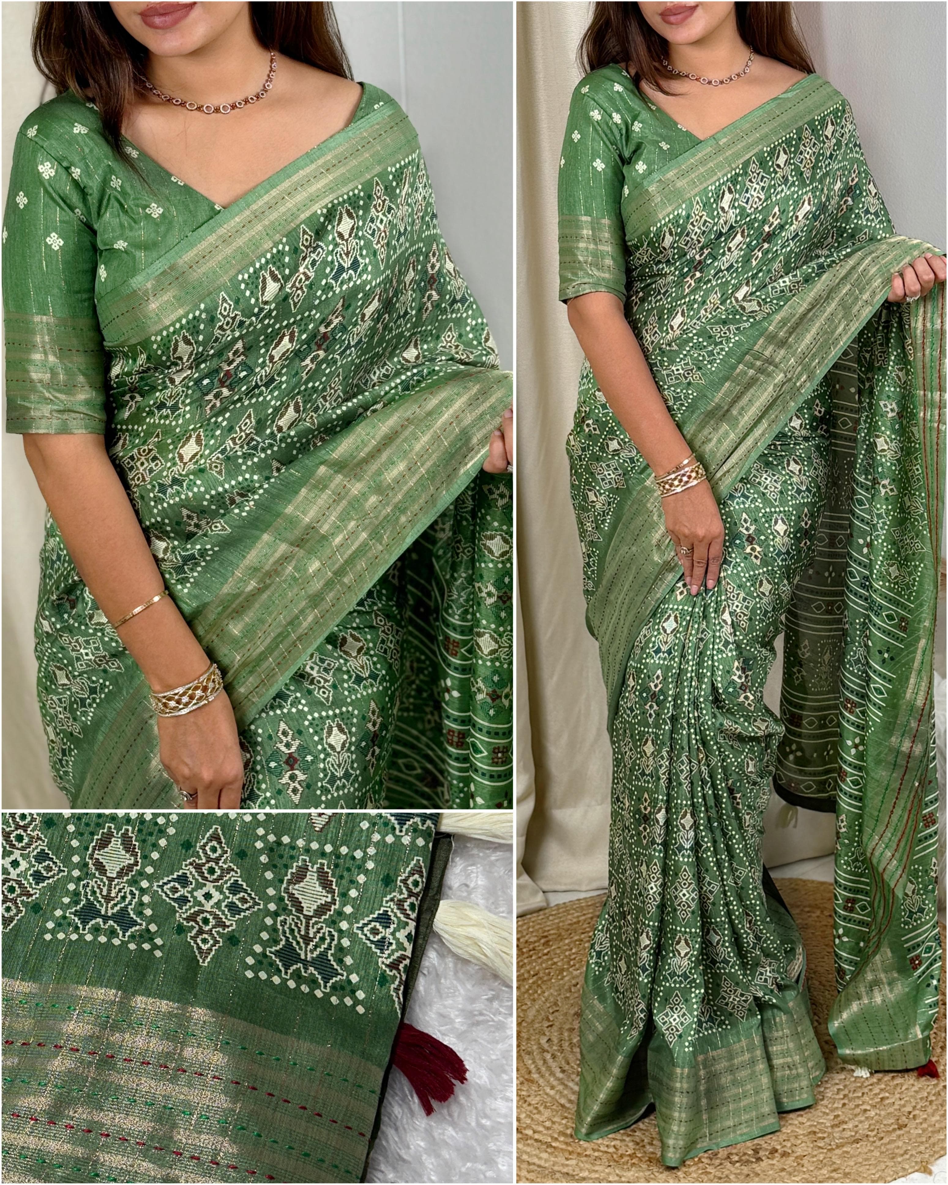 Green Pure Soft Maslin Cotton Saree