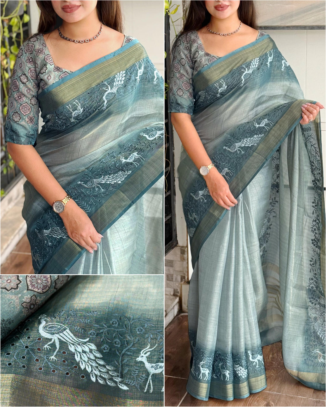 Green Pure Soft Tussar Cotton Saree Tussar Cotton Saree Anant Tex Exports Pvt.Ltd..