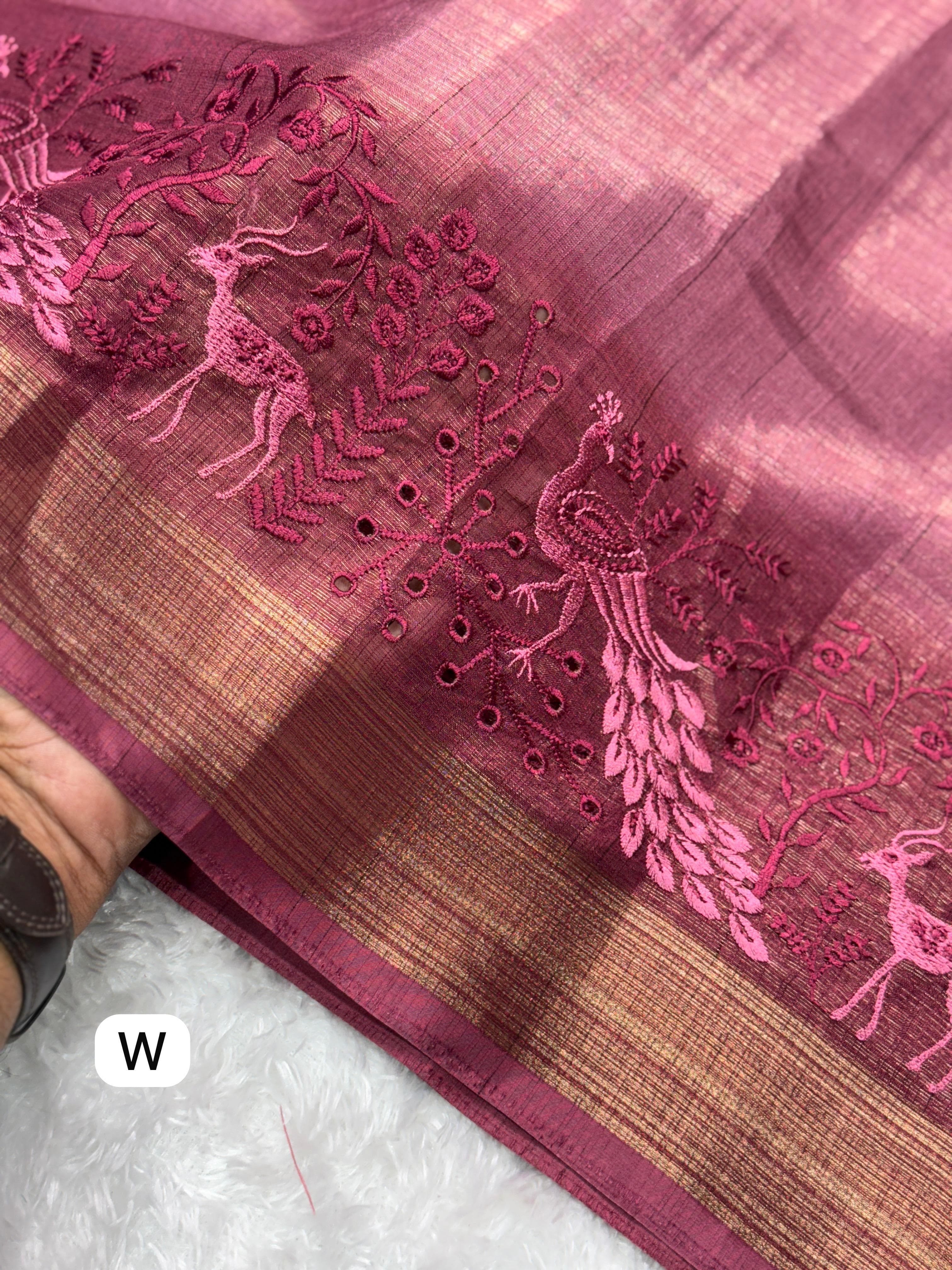 Wine Pure Soft Tussar Cotton Saree
