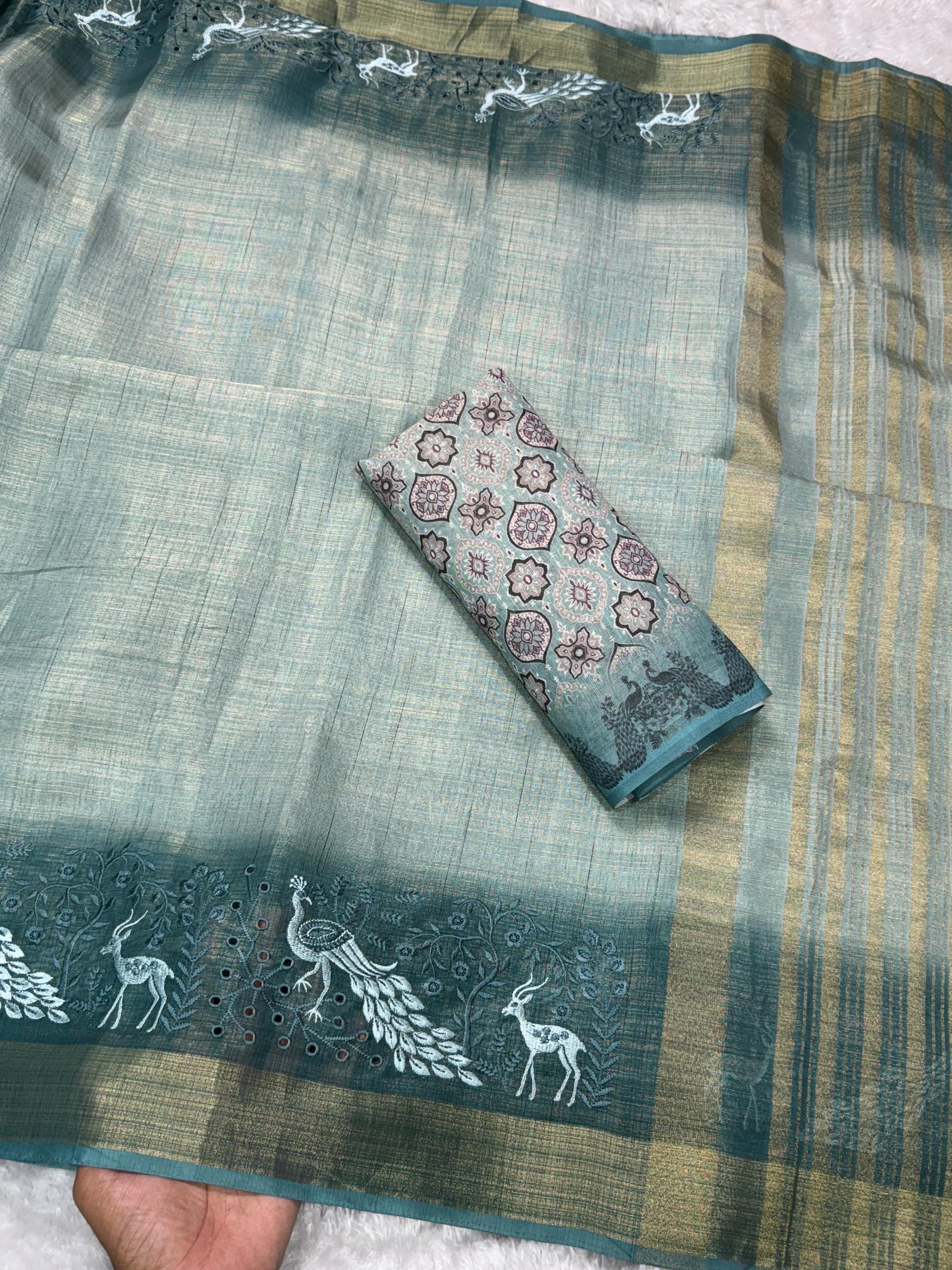 Green Pure Soft Tussar Cotton Saree