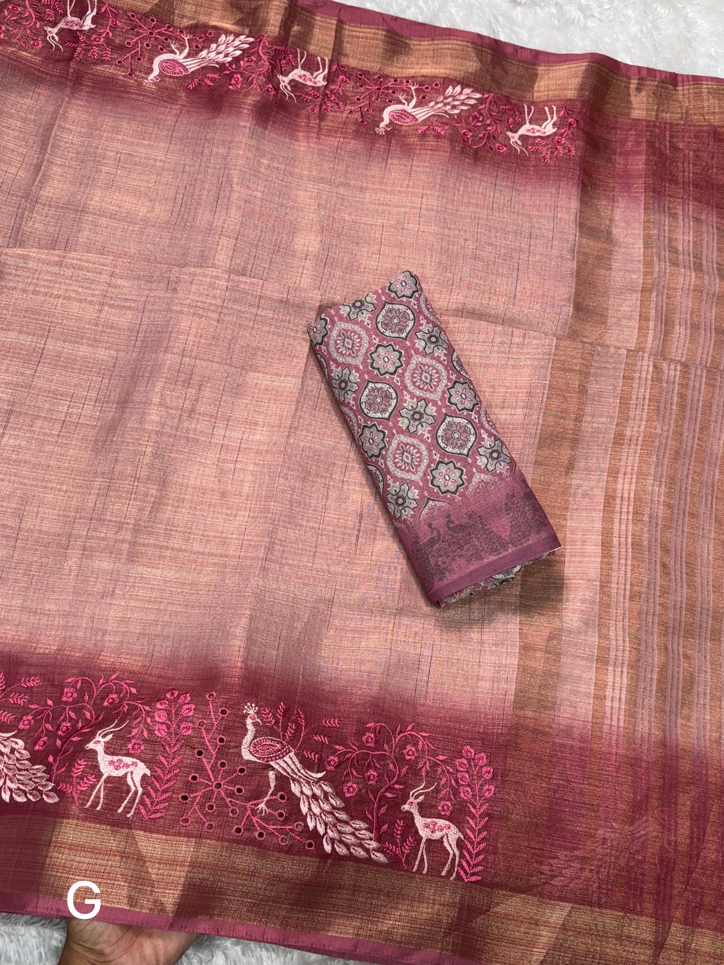 Light Pink Pure Soft Tussar Cotton Saree