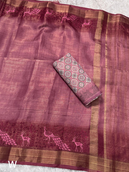 Wine Pure Soft Tussar Cotton Saree Tussar Cotton Saree Anant Tex Exports Pvt.Ltd..