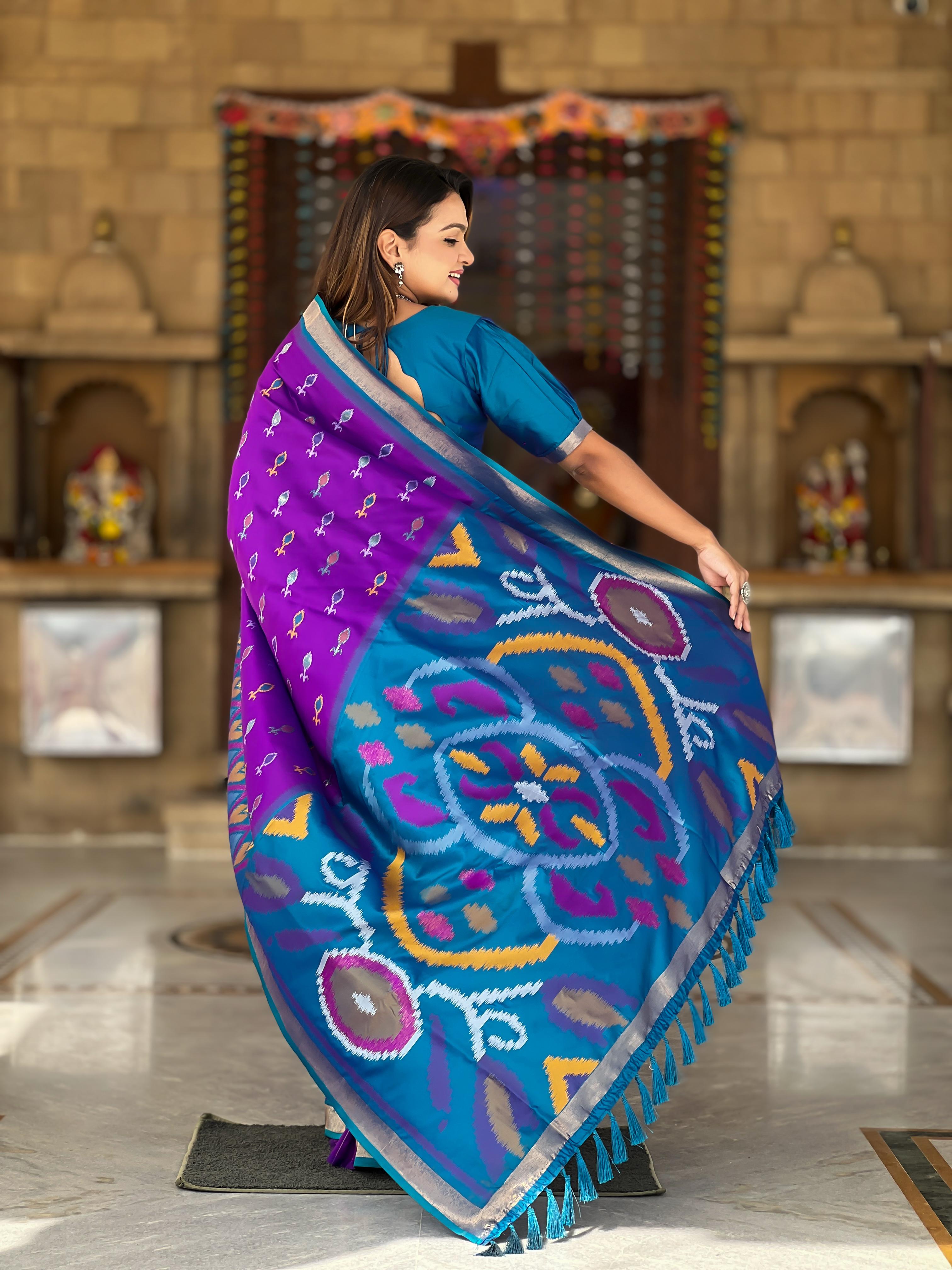 Purple Pure Soft Patola Silk Saree