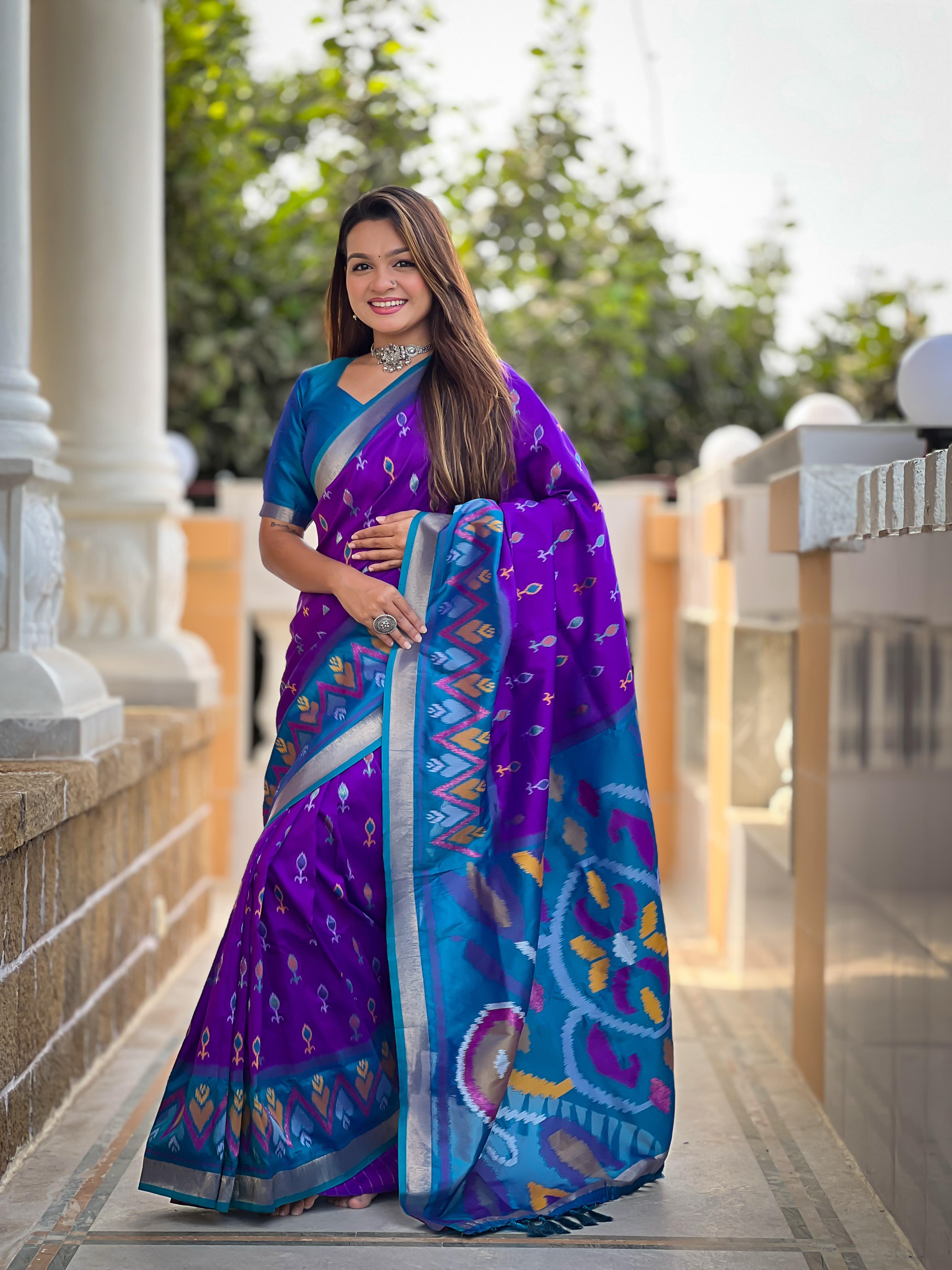 Purple Pure Soft Patola Silk Saree