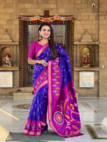 Blue Pure Soft Patola Silk Saree Soft Silk Saree Anant Tex Exports Pvt.Ltd..
