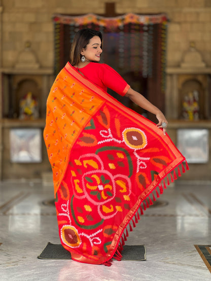 Orange Pure Soft Patola Silk Saree Soft Silk Saree Anant Tex Exports Pvt.Ltd..