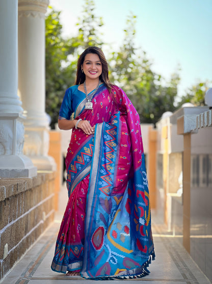 Dark Magenta Pure Soft Patola Silk Saree Soft Silk Saree Anant Tex Exports Pvt.Ltd..