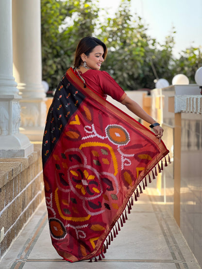 Black Pure Soft Patola Silk Saree Soft Silk Saree Anant Tex Exports Pvt.Ltd..