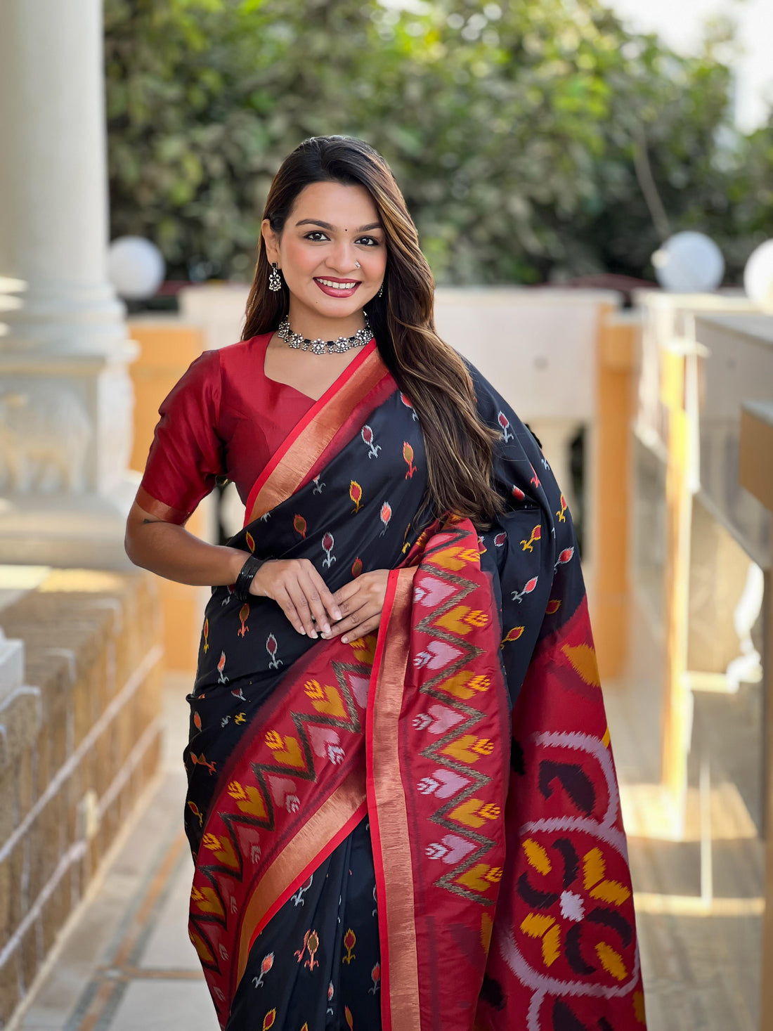 Black Pure Soft Patola Silk Saree