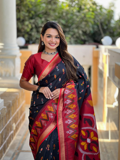 Black Pure Soft Patola Silk Saree Soft Silk Saree Anant Tex Exports Pvt.Ltd..