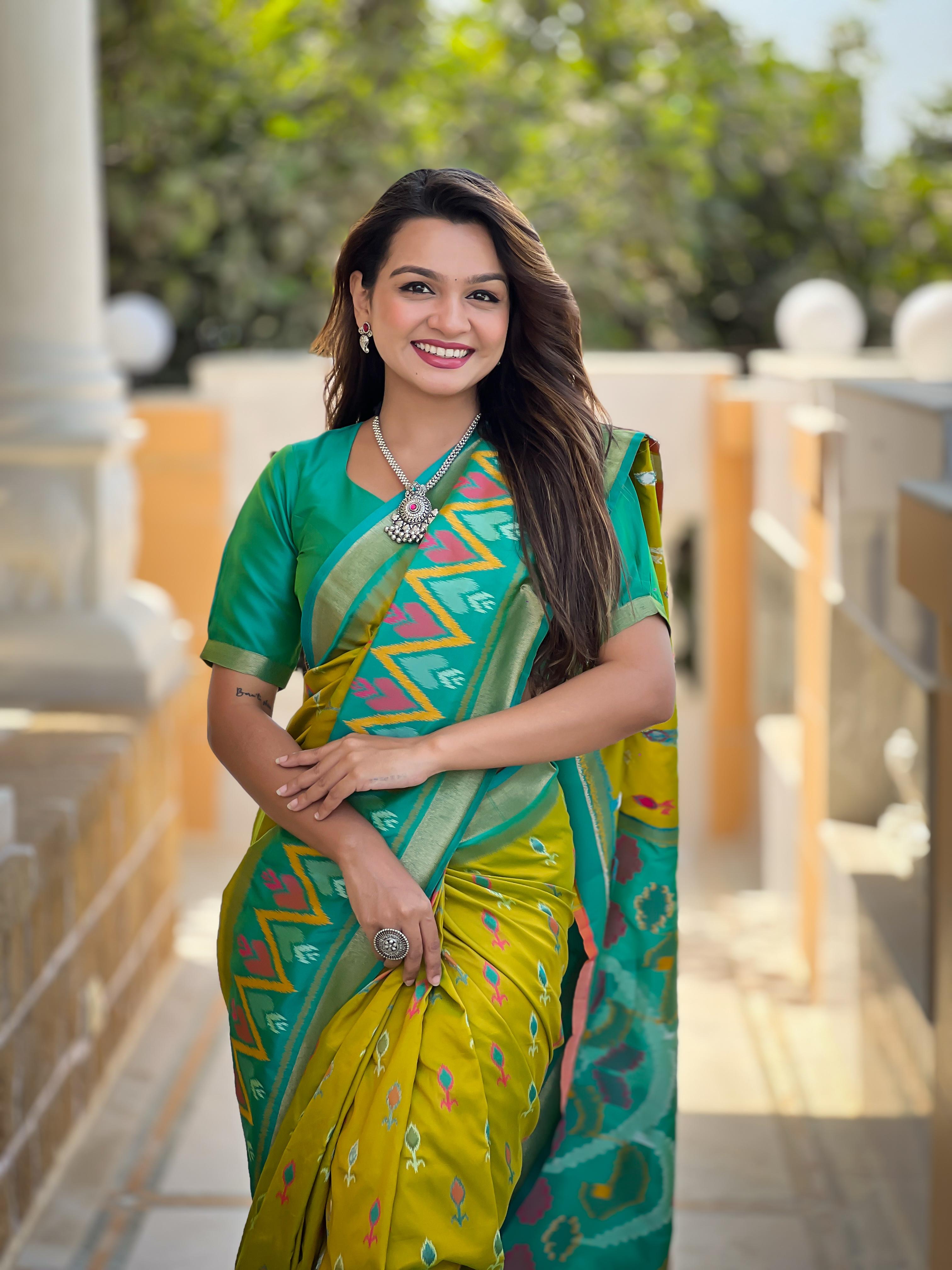Green Pure Soft Patola Silk Saree