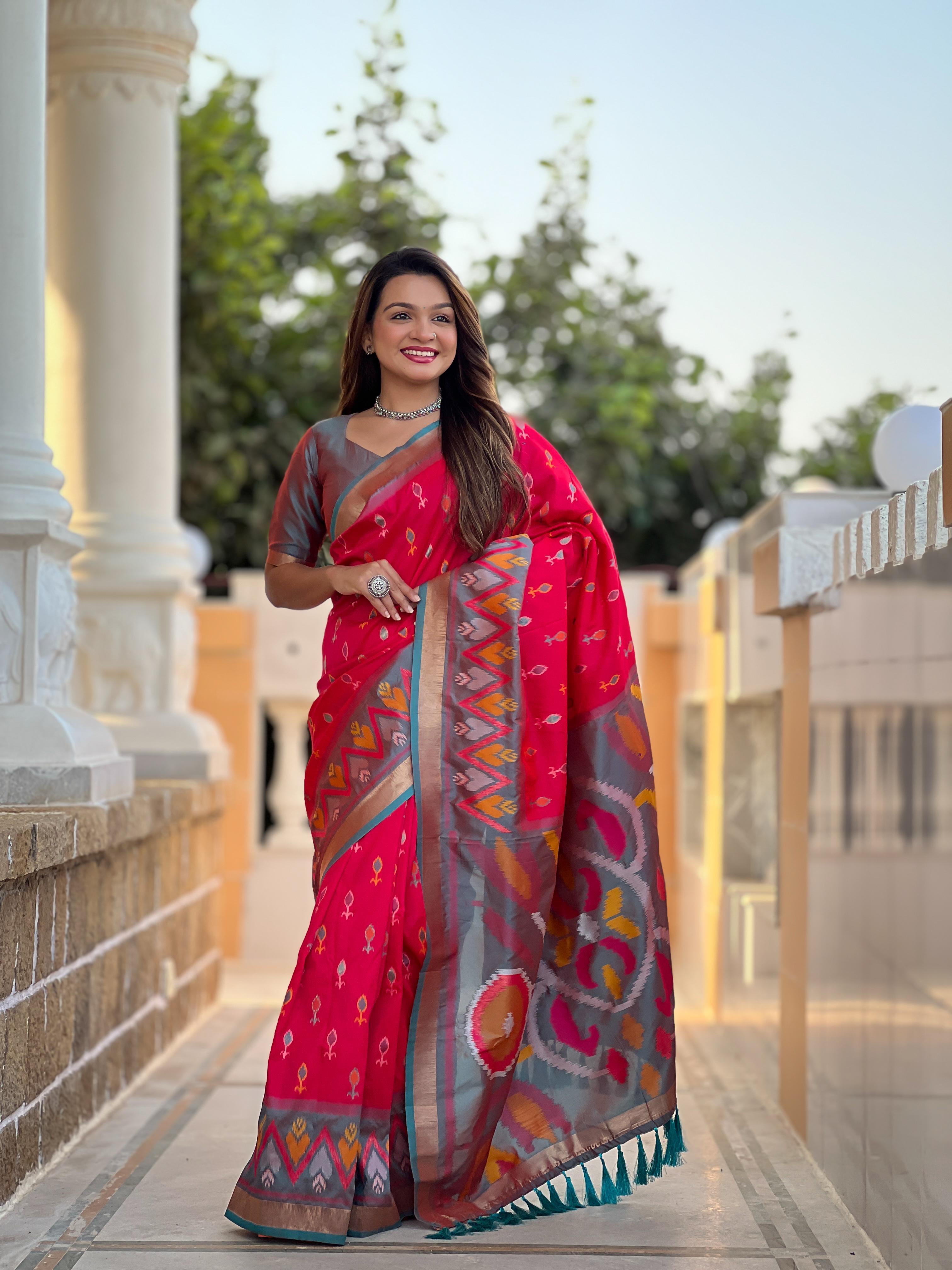 Red Pure Soft Patola Silk Saree Soft Silk Saree Anant Tex Exports Pvt.Ltd..