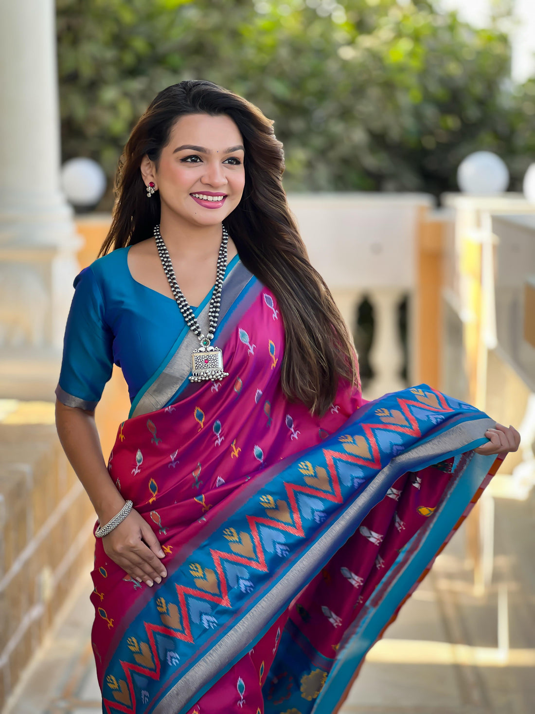 Dark Magenta Pure Soft Patola Silk Saree