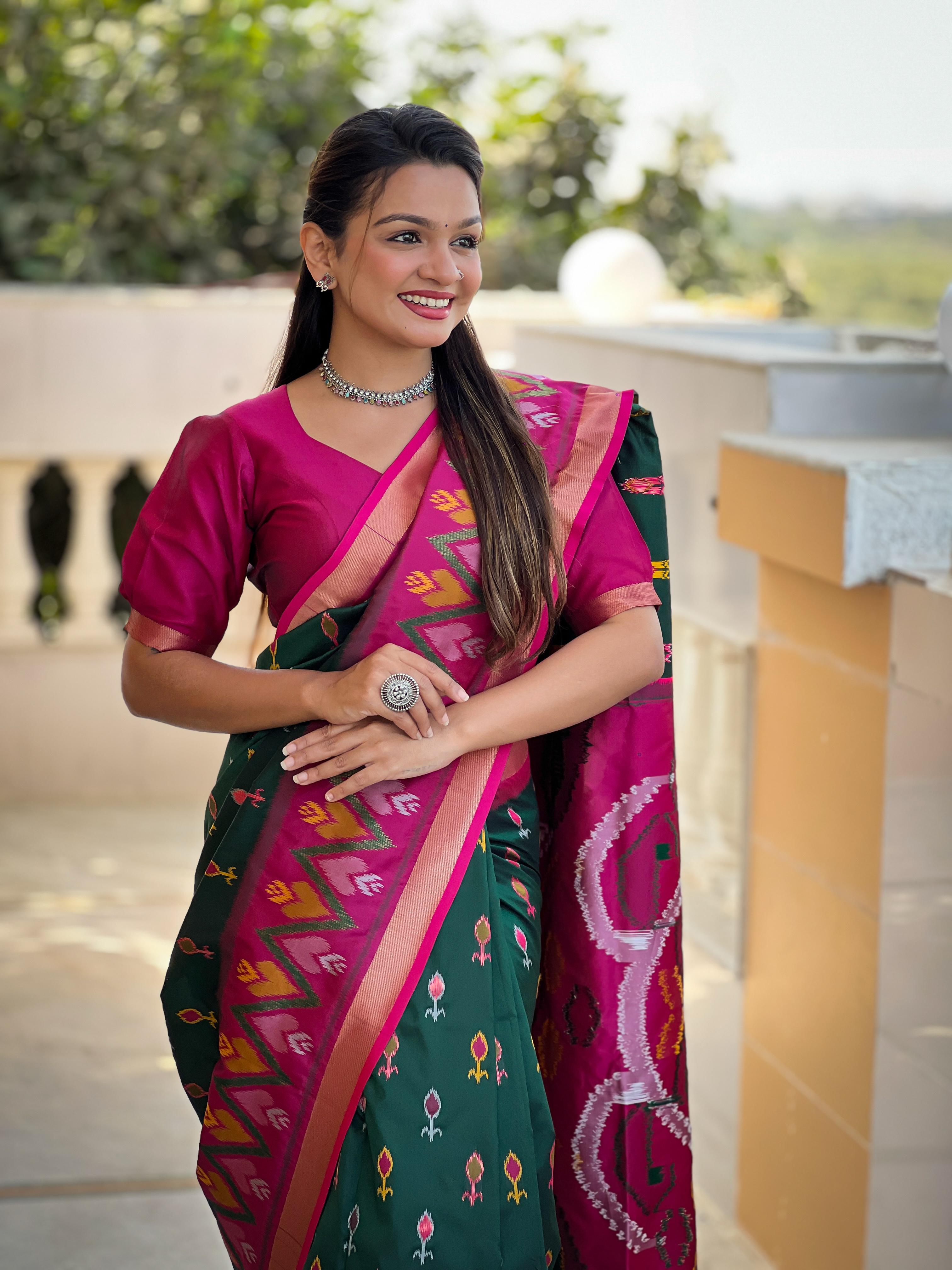 Green Pure Soft Patola Silk Saree Soft Silk Saree Anant Tex Exports Pvt.Ltd..