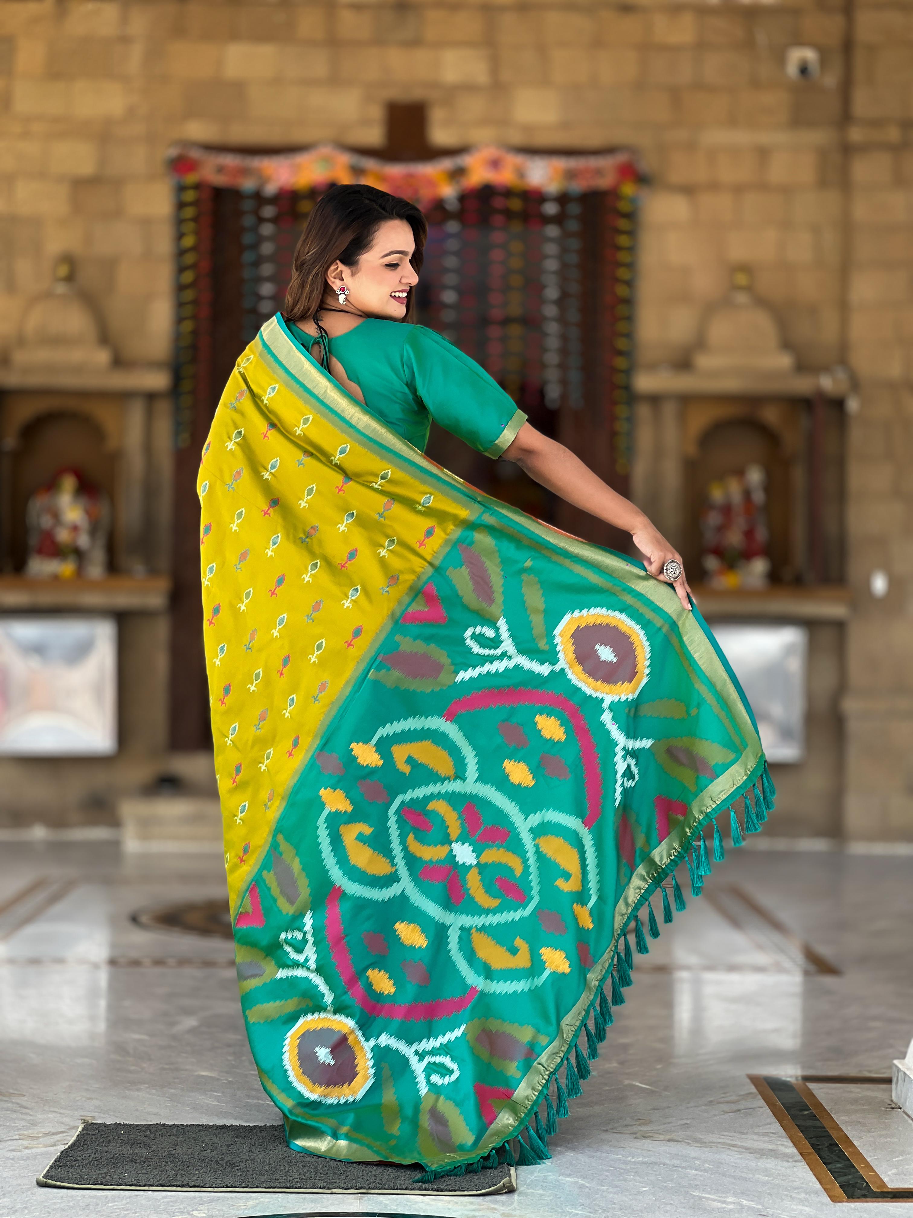 Green Pure Soft Patola Silk Saree