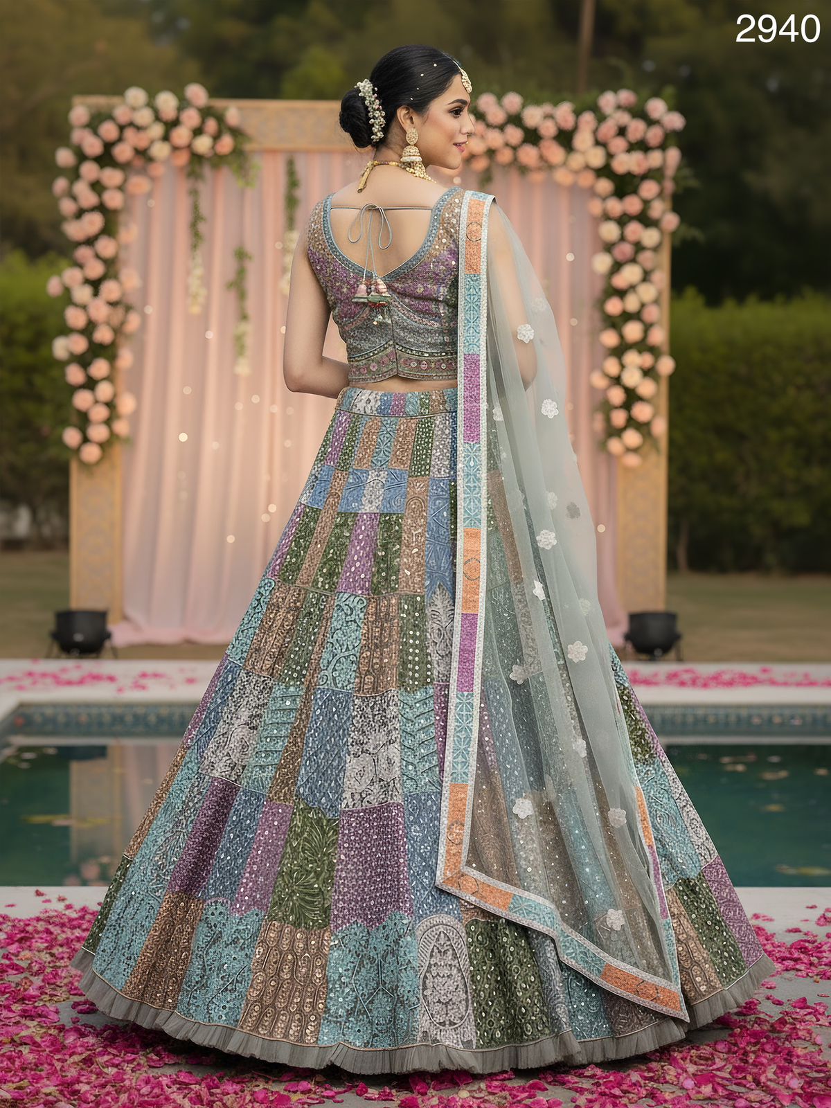 Multicolor Pure Soft Net Heavy Embroidery Work Bridal Lehenga