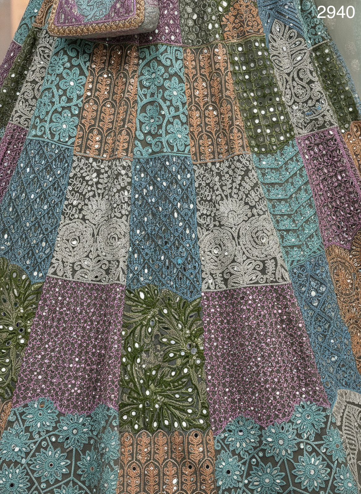 Multicolor Pure Soft Net Heavy Embroidery Work Bridal Lehenga