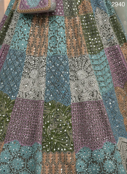 Multicolor Pure Soft Net Heavy Embroidery Work Bridal Lehenga Bridal Lehenga Anant Tex Exports Pvt.Ltd..