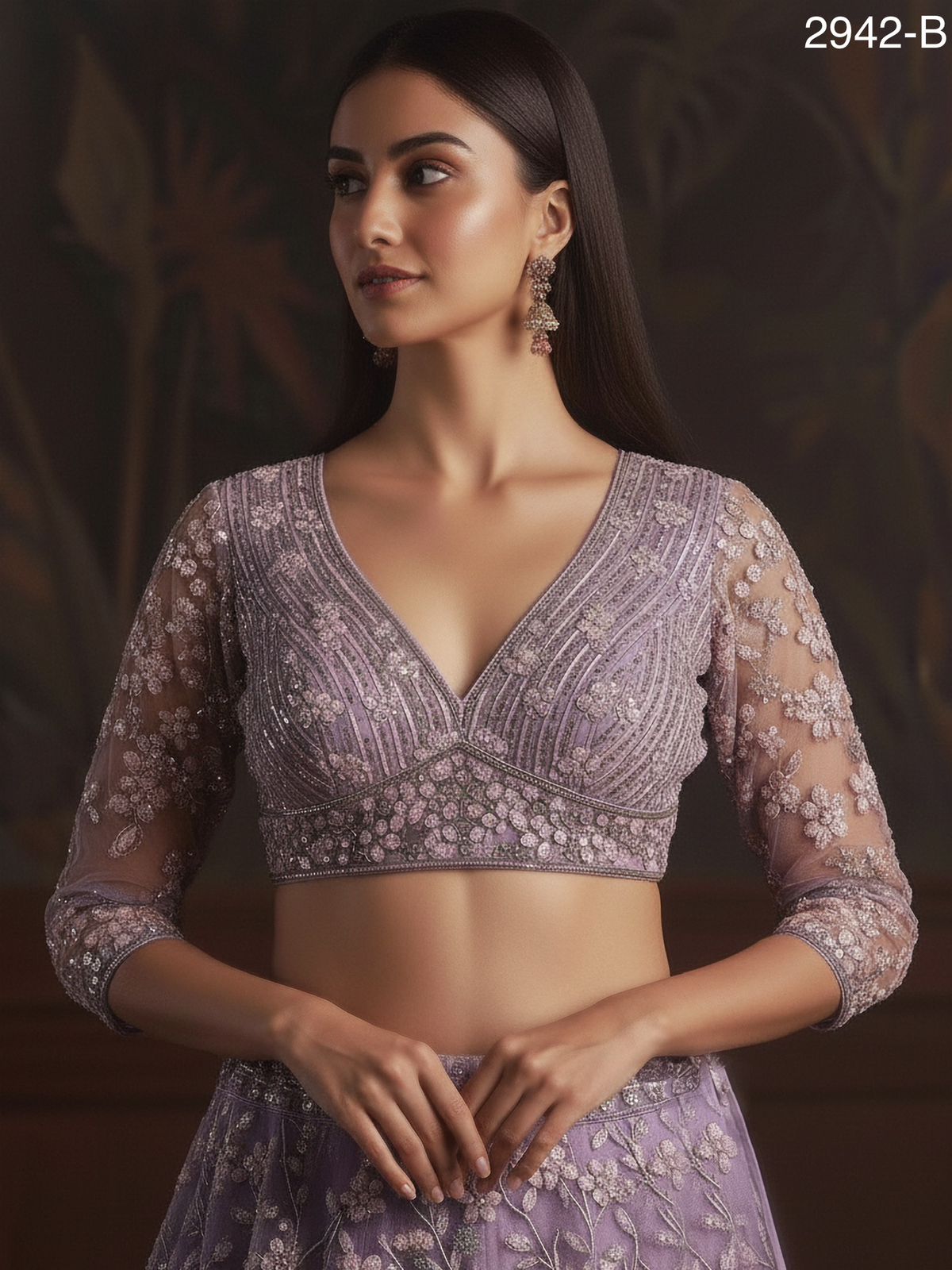 Light Purple Pure Soft Net Heavy Embroidery Work Bridal Lehenga