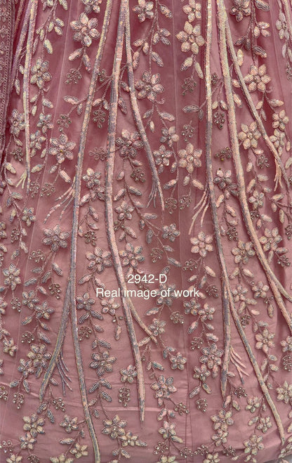 Pink Pure Soft Net Heavy Embroidery Work Bridal Lehenga Bridal Lehenga Anant Tex Exports Pvt.Ltd..