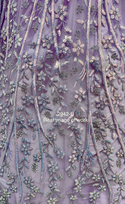 Light Purple Pure Soft Net Heavy Embroidery Work Bridal Lehenga Bridal Lehenga Anant Tex Exports Pvt.Ltd..