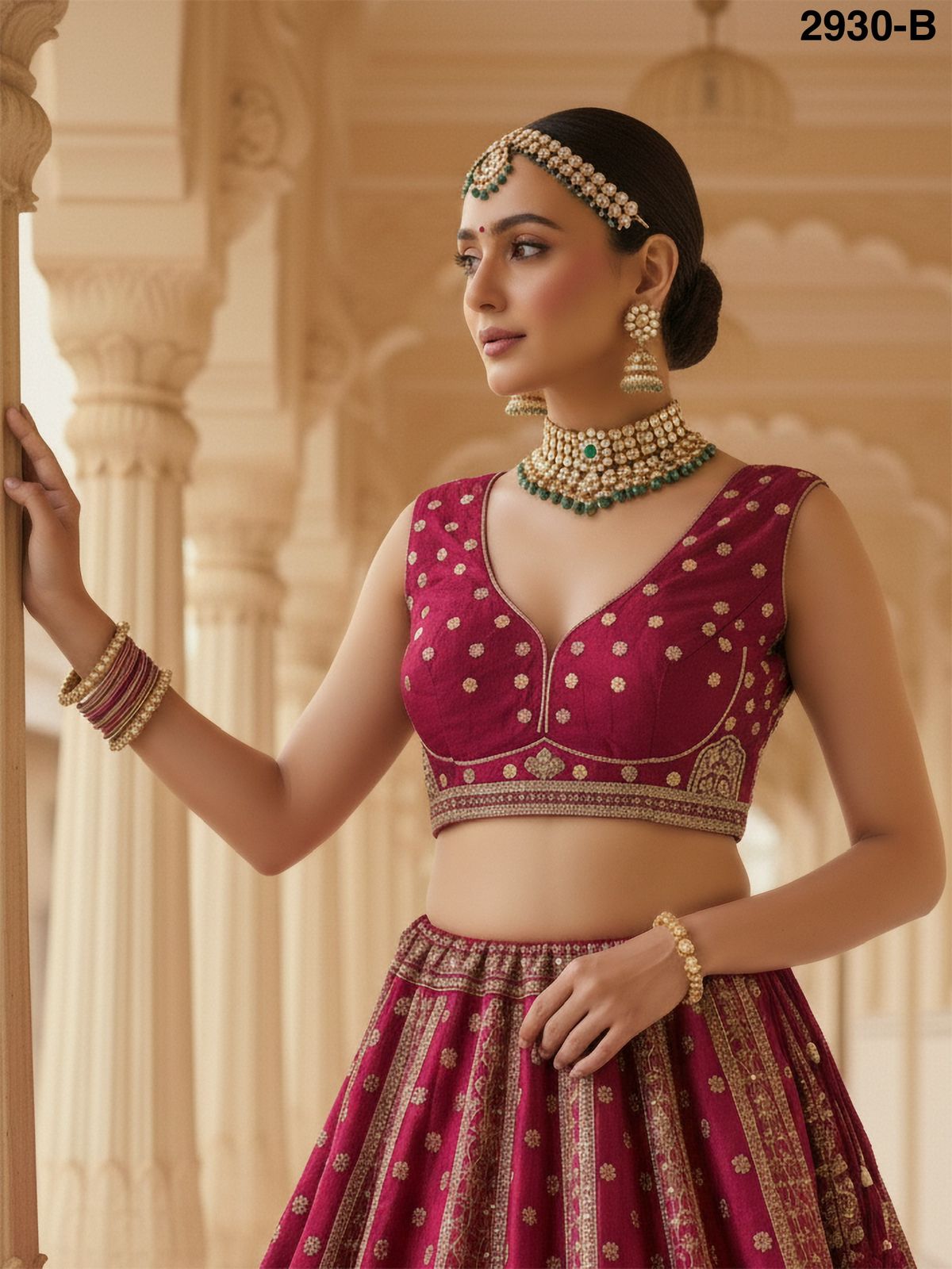 Pink Pure Soft Gadhwal Silk Premium Bridal Lehenga Choli