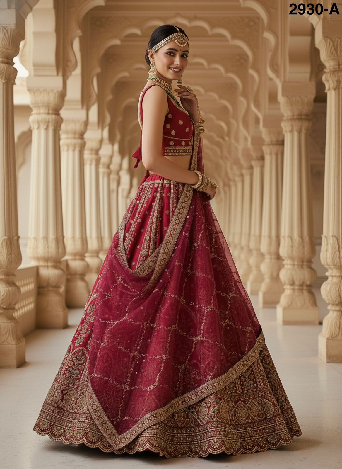 Red Pure Soft Gadhwal Silk Premium Bridal Lehenga Choli Wedding Lehenga Choli Anant Tex Exports Pvt.Ltd..