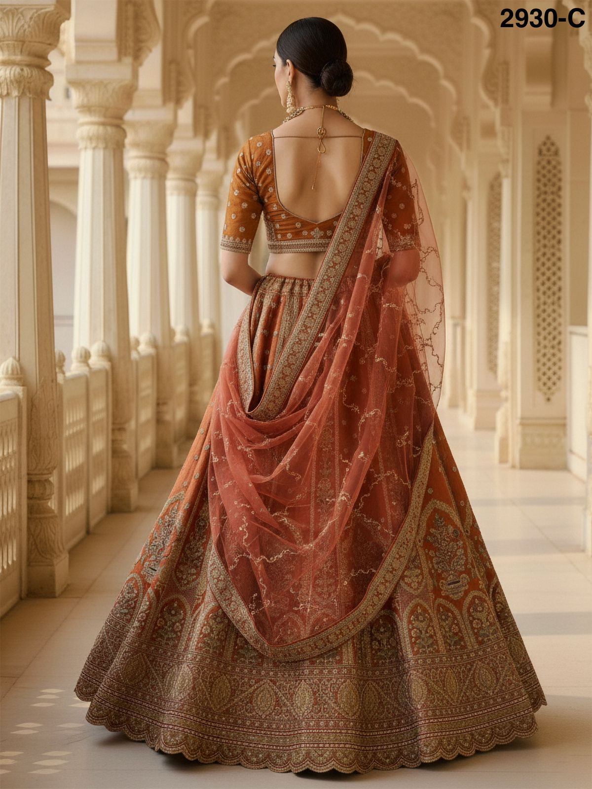 Orange Pure Soft Gadhwal Silk Premium Bridal Lehenga Choli