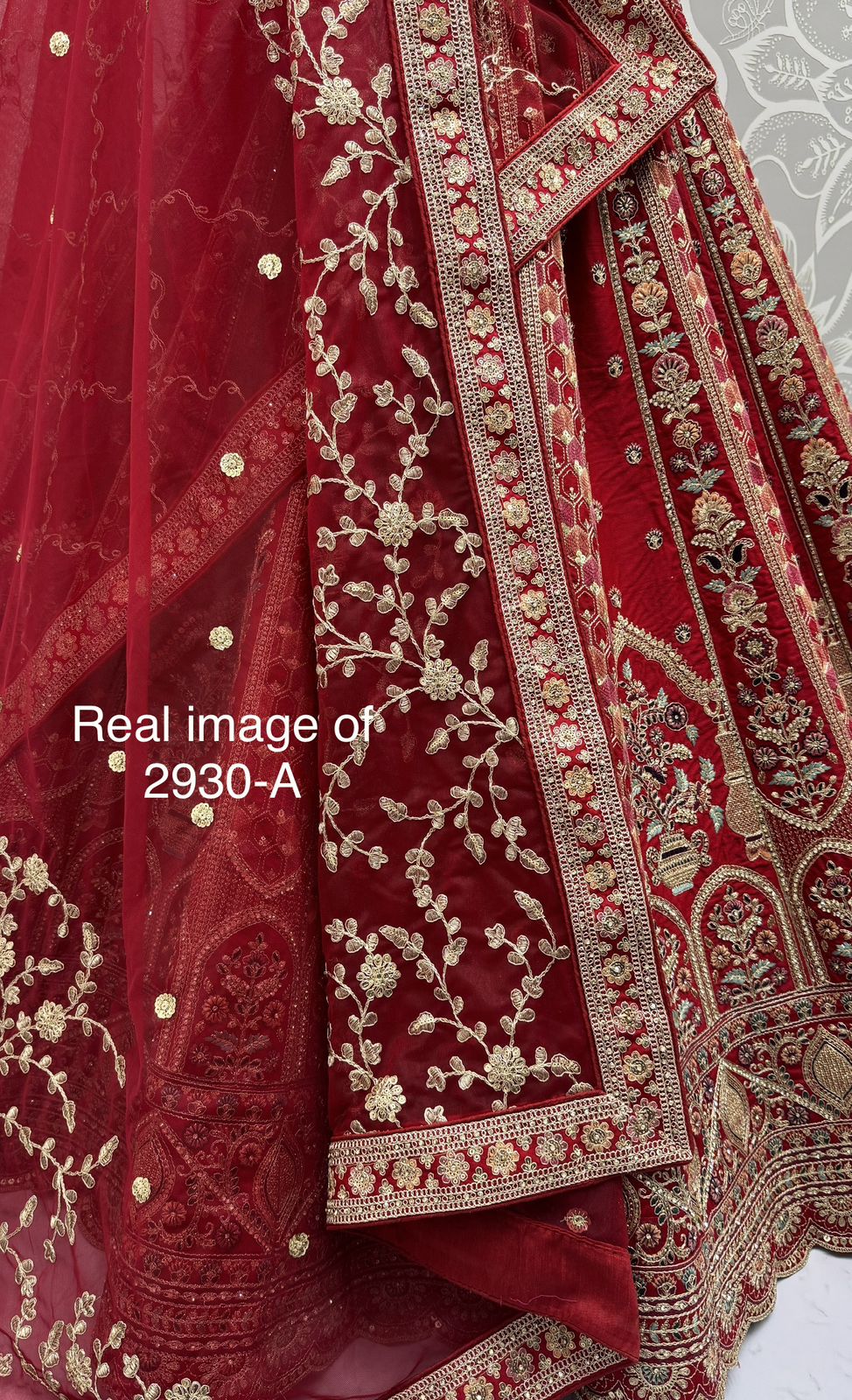 Red Pure Soft Gadhwal Silk Premium Bridal Lehenga Choli Wedding Lehenga Choli Anant Tex Exports Pvt.Ltd..