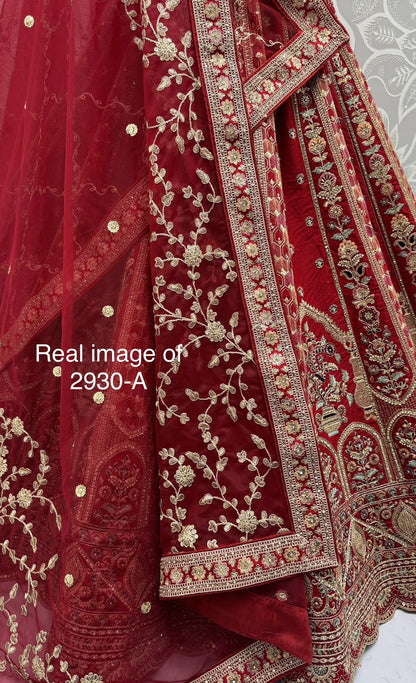 Red Pure Soft Gadhwal Silk Premium Bridal Lehenga Choli Wedding Lehenga Choli Anant Tex Exports Pvt.Ltd..
