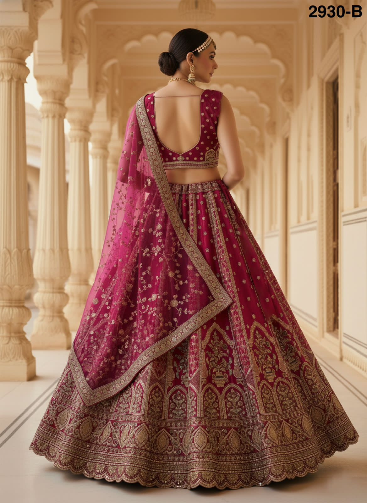 Pink Pure Soft Gadhwal Silk Premium Bridal Lehenga Choli