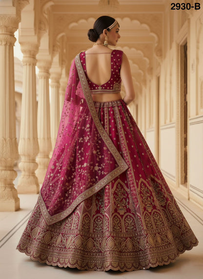 Pink Pure Soft Gadhwal Silk Premium Bridal Lehenga Choli Wedding Lehenga Choli Anant Tex Exports Pvt.Ltd..