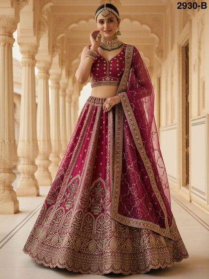 Pink Pure Soft Gadhwal Silk Premium Bridal Lehenga Choli Wedding Lehenga Choli Anant Tex Exports Pvt.Ltd..