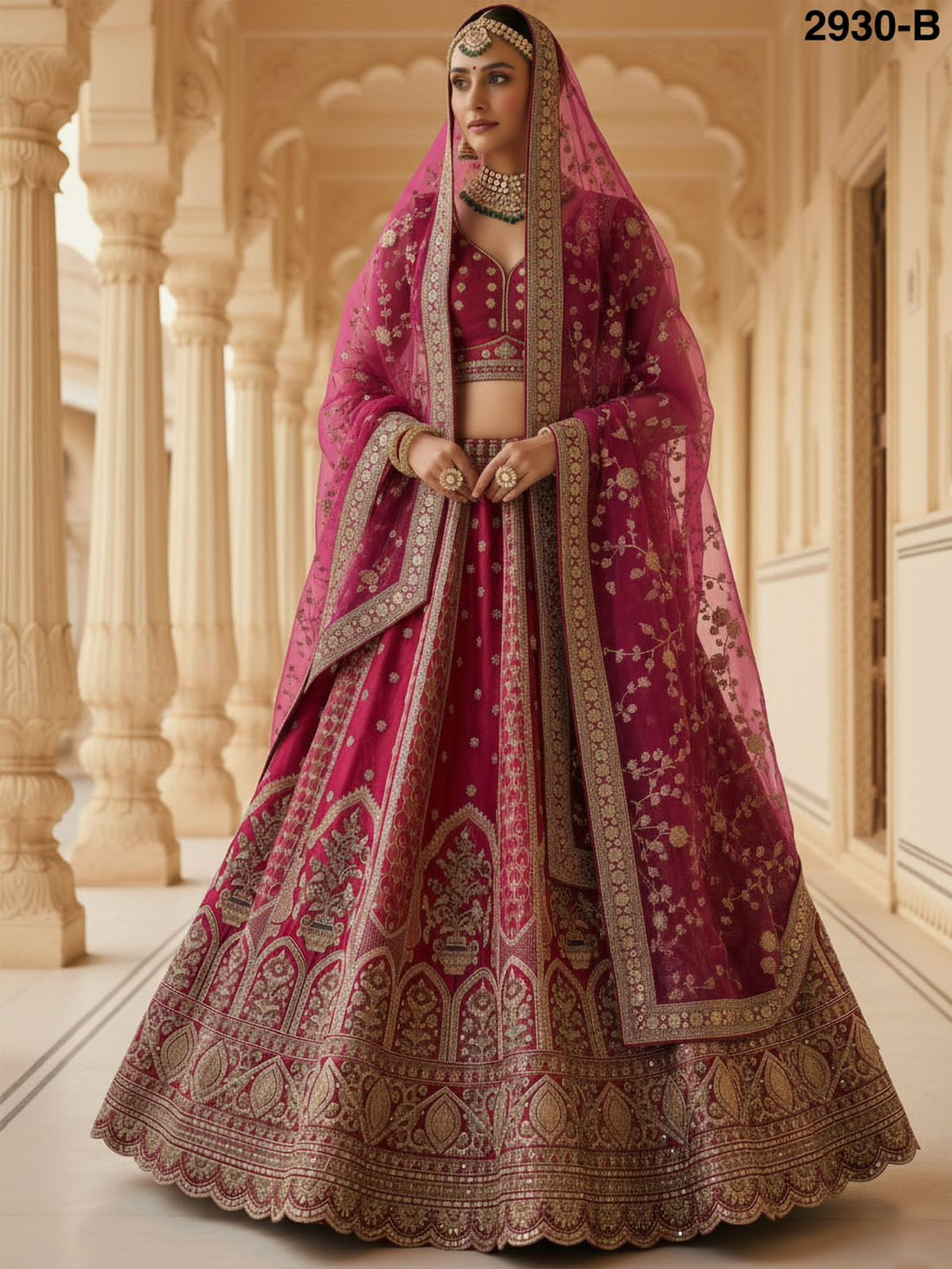Pink Pure Soft Gadhwal Silk Premium Bridal Lehenga Choli Wedding Lehenga Choli Anant Tex Exports Pvt.Ltd..