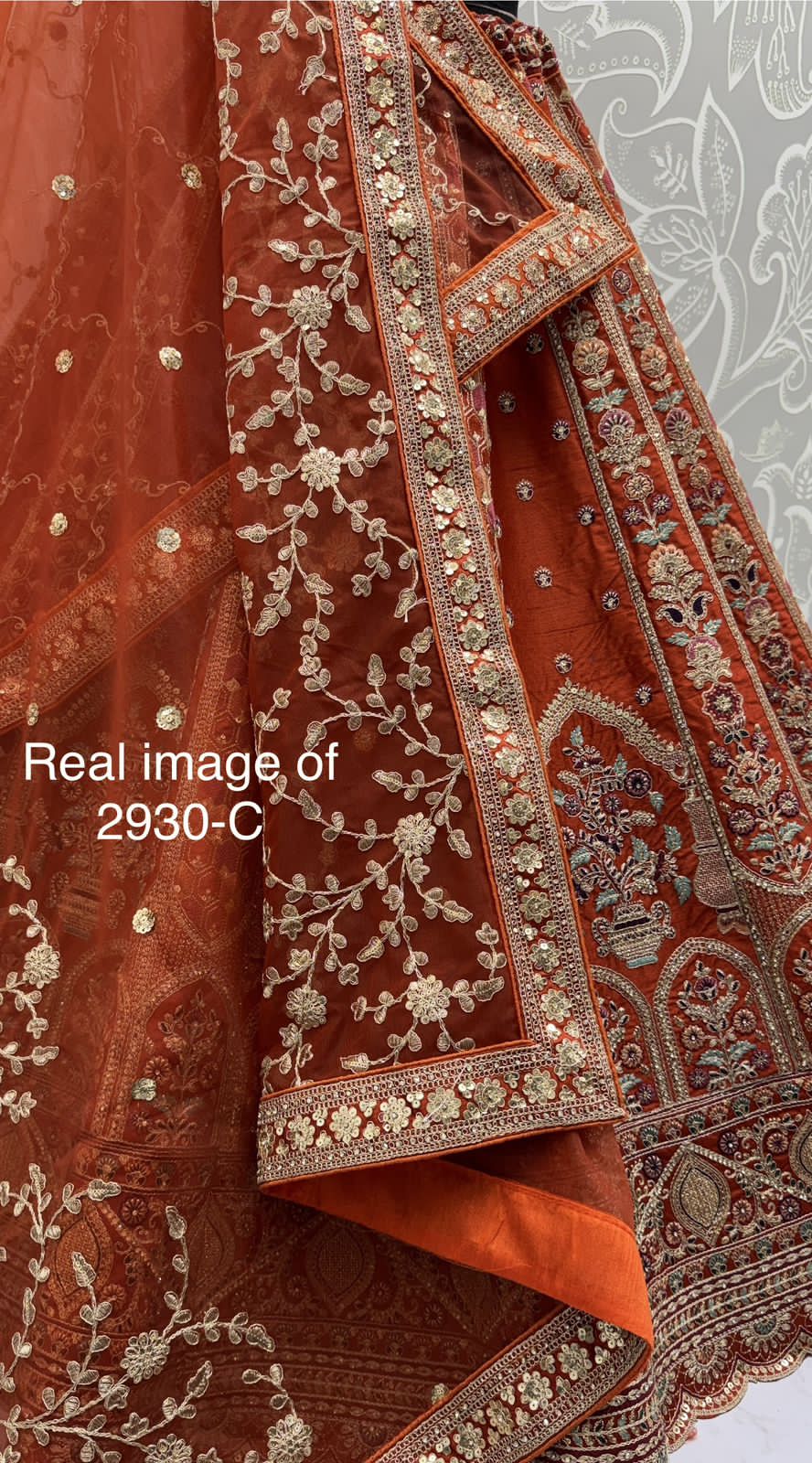 Orange Pure Soft Gadhwal Silk Premium Bridal Lehenga Choli Wedding Lehenga Choli Anant Tex Exports Pvt.Ltd..