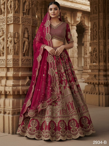 Pink Pure Soft Heavy Silk Khatali Work Bridal Lehenga Choli Wedding Lehenga Choli Anant Tex Exports Pvt.Ltd..