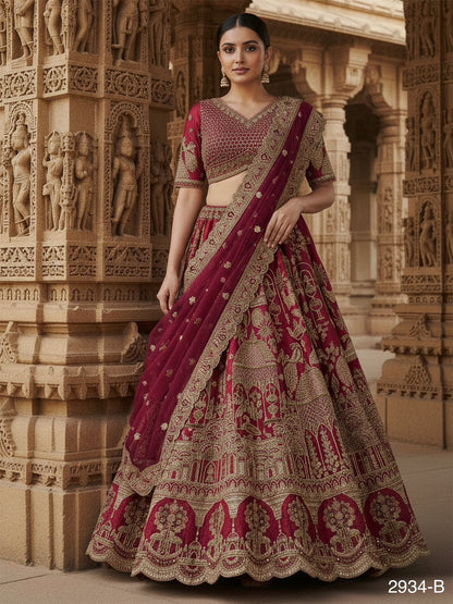 Pink Pure Soft Heavy Silk Khatali Work Bridal Lehenga Choli Wedding Lehenga Choli Anant Tex Exports Pvt.Ltd..