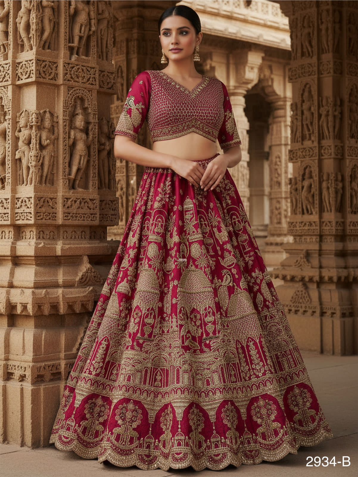 Pink Pure Soft Heavy Silk Khatali Work Bridal Lehenga Choli